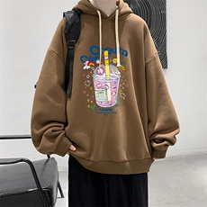 纯棉连帽卫衣男大码运动帽衫宽松薄WY2332-P35加绒款-P40，男装卫衣，电商A040