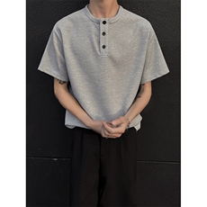 2025夏季新款短袖T恤亨利领华夫格美式休闲上衣YY1801-TP15，男装T恤，电商C216