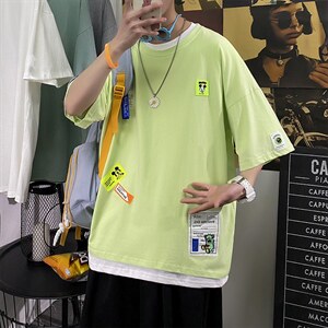 主推款夏季短袖t男潮流港风贴标重磅t恤衫A210-A8363-P35控58,男装T恤,星座210-3