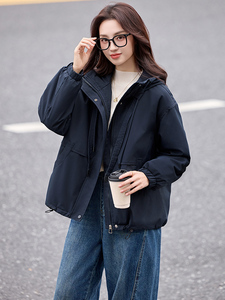 夹棉加厚短外套女2025冬季新款小个子棉衣棉服休闲加绒派克服图片