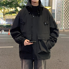 新款港风户外夹克男连帽纯色上衣冲锋衣外套A157B-J2527-特P80，男装夹克，电商A157B