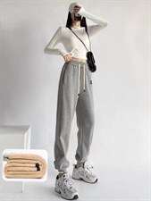 加绒加厚卫裤，女装休闲裤，盈佳