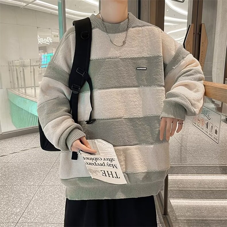 美式圆领毛衣男慵懒风休闲针织衫X7319P46,男装针织衫/毛衣,星座1116-2
