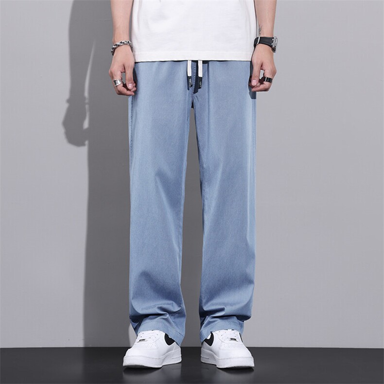 莱赛尔天丝休闲裤男士夏季薄款宽松直筒裤垂感阔腿长裤Z2308-P40,男装休闲裤,星座509