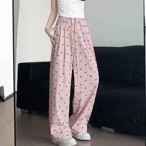 蝴蝶结高腰棉麻长裤女夏宽松显瘦百搭直筒阔脚拖地薄款休闲九分裤图片
