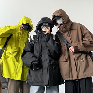 8XL-M特大码冲锋衣防水宽松工装风男夹克外套JK1306P90控118图片