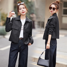 皮衣外套女春秋短款2025年新款欧货气质PU皮夹克高级感小个子上衣，女装皮衣，跑量工厂店