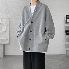 8XL-M春季开衫V领卫衣男港风日系慵懒风痞帅长袖上衣服外套KS001，女装短外套，电商B312