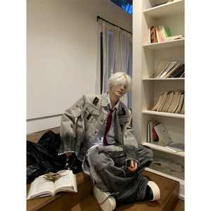 做旧渐变牛仔夹克套装休闲外套长裤 JK8225 特P83 KZ1985 特P63图片