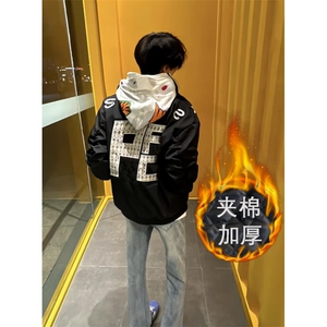 美式街头hiphop棒球服男生穿搭外套字母刺绣情侣装飞行夹克 J17图片
