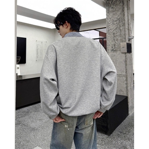 现货WY10145-特P48加绒P55  秋冬设计感宽松大码卫衣男上衣外套图片