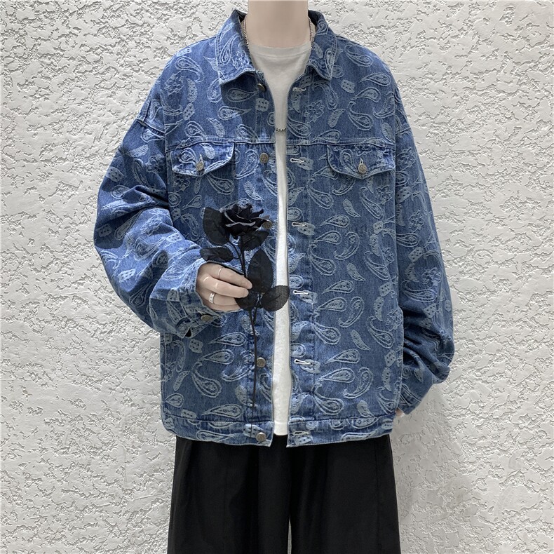 2023春季新款男士牛仔夹克宽松潮流休闲上衣外套A158-JK205-P85，男装夹克，电商A158-1