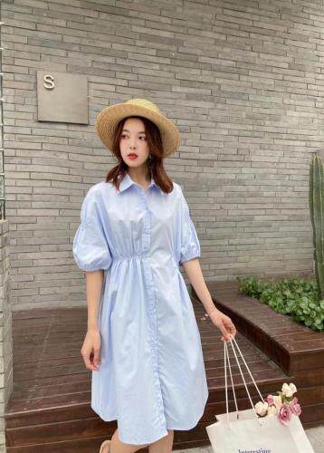 ［爱美欧］夏季新款收腰版衬衫连衣裙，女装衬衫，爱美欧