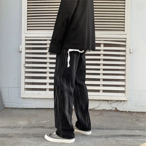 网红牛仔裤男潮牌宽松坠感阔腿高街长裤子痞帅嘻哈拖地裤NK59-p40图片