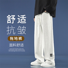 休闲卫裤显高显瘦直筒长裤抗皱垂感拖地裤WK89-1-特批28，男装休闲裤，星座718-1