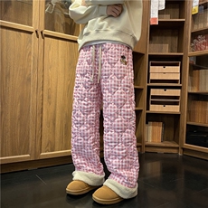 抖音品质冬季加棉加厚保暖格子宽松休闲棉裤B315-K912-P65控88，男装休闲裤，电商B315