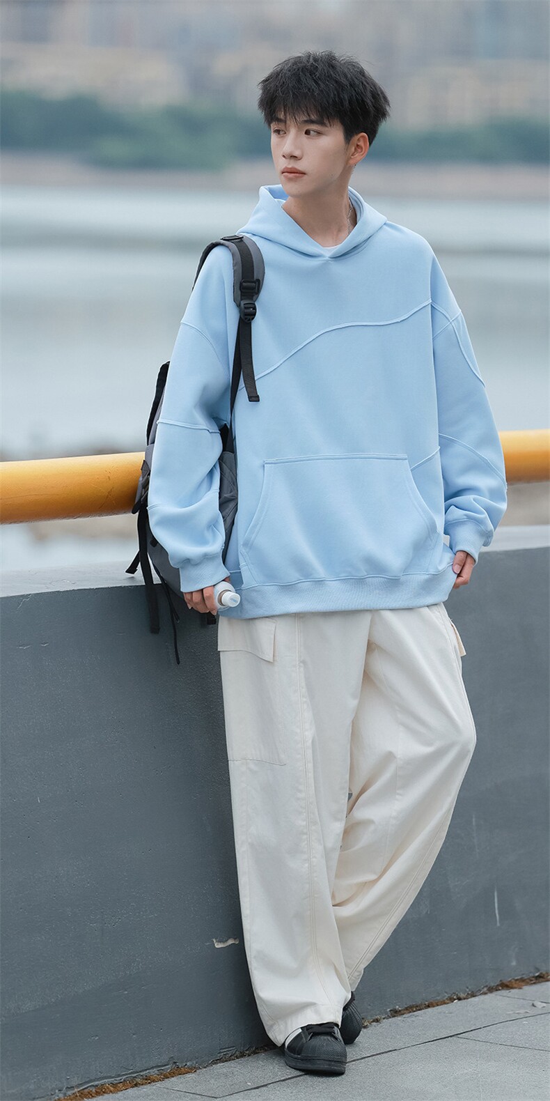 秋季现货纯色宽松二开卫衣男DSA157B-W6996-特P45,男装卫衣,电商A157B