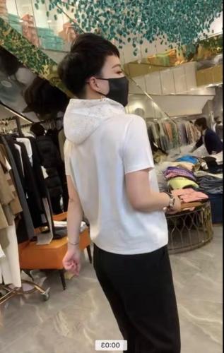 AX302欧货春夏新款时尚气质连蕾丝帽短袖T恤上衣女,女装T恤,L·H·X