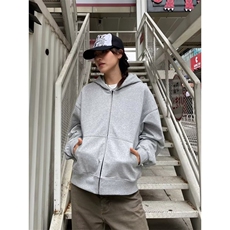 日系时尚原宿纯色灰色连帽卫衣280克外套新款慵懒潮流WYX69，女装短外套，星座516A
