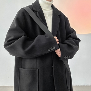 N6169/P95加棉P105冬季新开叉呢料毛呢西服男宽松外套上衣呢大衣图片