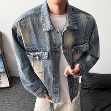 牛仔夹克宽松舒适水洗做旧外套潮，男装工装外套，星座410-6（原星座1304-1）