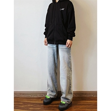 B221美式ins高街暗黑重工艺宽松直筒牛仔裤LK23125-P65控88，男装牛仔裤，电商B221