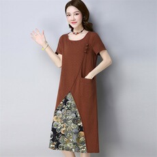 连衣裙2021年夏季中长款短袖口袋修身显瘦气质唯美可爱街头，女装连衣裙，丽影随形