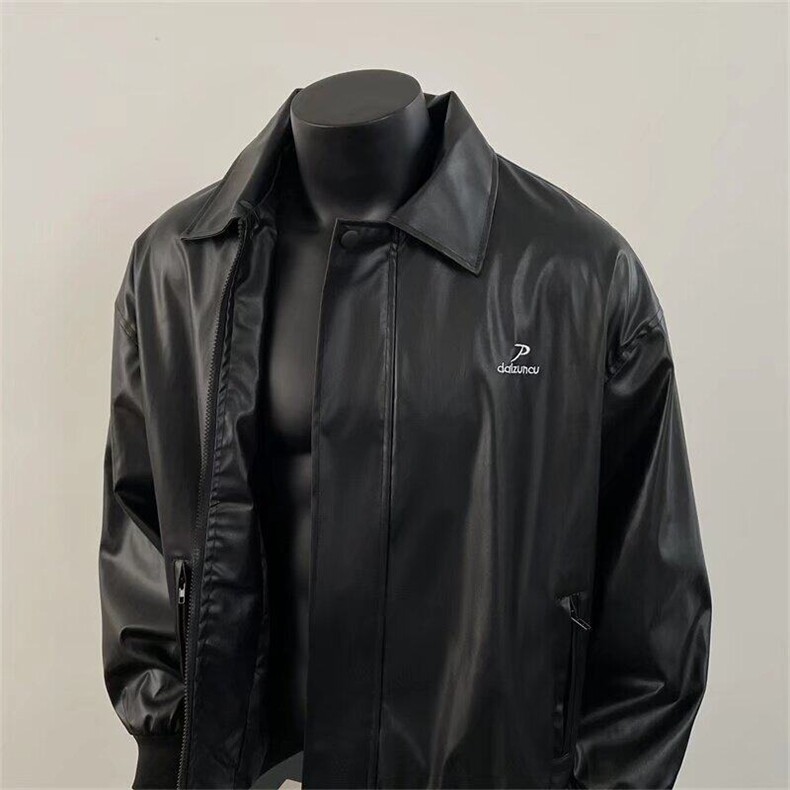 美式PU皮衣棉服男士高街潮牌加绒加厚外套机车服夹克Y1011/P76,男装夹克,星座506