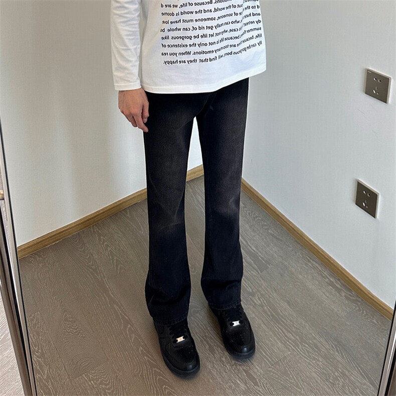 cleanfit裤子高街潮牌水洗微喇叭牛仔裤修身直筒痞帅长裤,男装牛仔裤,星座310A-4