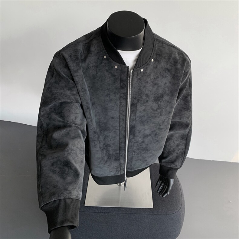 春秋新款皮夹克男宽松复古做旧美式翻领皮衣外套JK02569-P85图片
