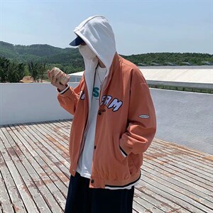 假两件连帽外套男港风秋季新款ins潮牌上衣宽松字母印花WT8030-65图片