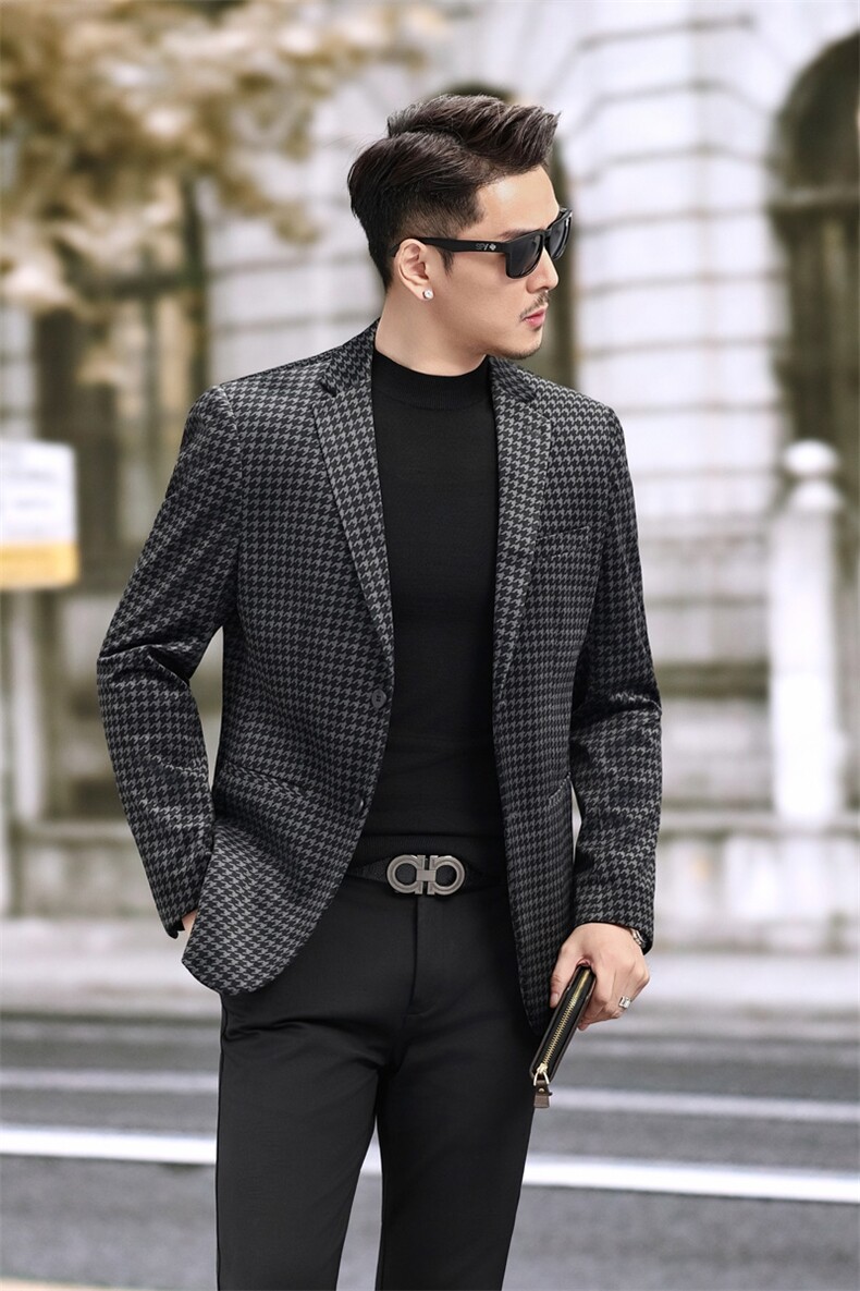 新款男士西装外套青年商务秋季休闲纯色西服6807P155,男装西服,电商D225
