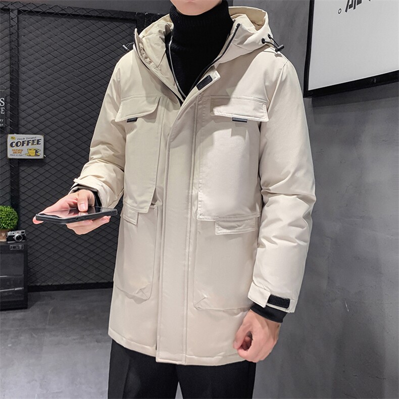 有版权 连帽纯色班服团体情侣学生团建可印花羽绒服男士修身长款图片