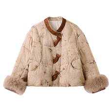 新中式国风羽绒服女2025冬季新款巨好看的高端短款狐狸毛保暖外套，女装羽绒服，依如秀(原杭风阁)