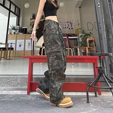 迷彩休闲裤男女韩版潮流大口袋帅气百搭2025夏季ins长裤K6219-P49，男装休闲裤，星座412-3