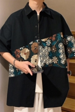 1绣花拼接成分：100%聚酯纤维M-5XL大码短袖衬衫男DCS7743P42控68，男装T恤，星座226-2