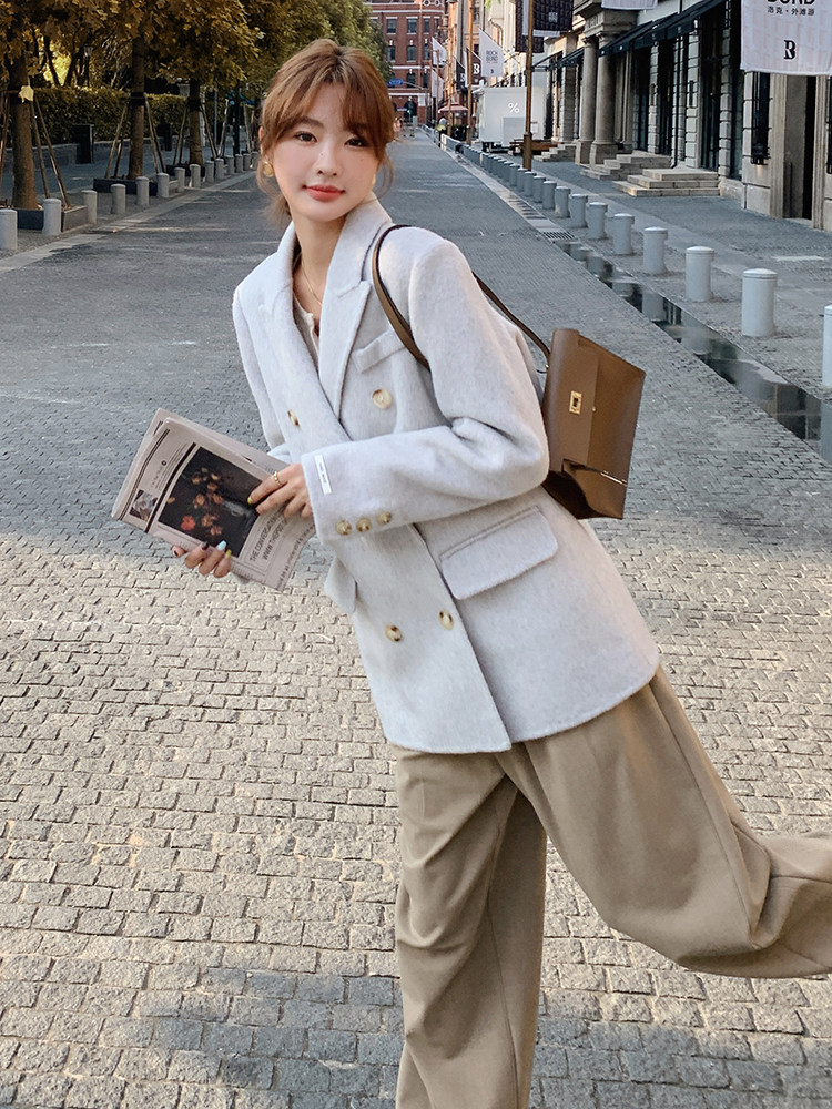 现货主推款双面羊毛呢西装外套,女装毛呢外套,SL