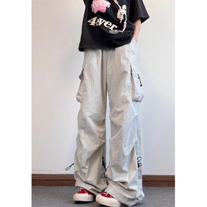 春夏薄款浅色宽松速干伞兵裤户外工装裤男女休闲裤 K987图片