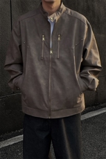 春秋外景新款美式复古设计感皮衣外套男宽松情侣机车夹克J02/P100，男装夹克，电商B209