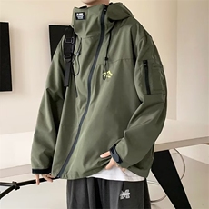 冲锋衣男春秋ins潮宽松连帽外套户外运动工装登山服夹克W4420-P60，男装夹克，星座412-2