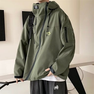 冲锋衣男春秋ins潮宽松连帽外套户外运动工装登山服夹克W4420-P60图片