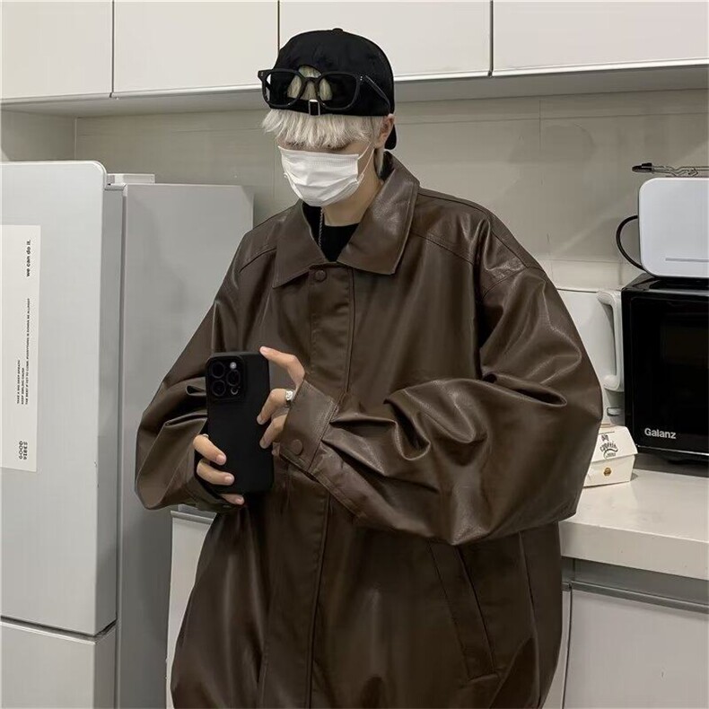 PU皮衣夹克机车外套男女春秋潮牌宽松休闲情侣百搭上衣服PY91-p75,男装夹克,星座1008