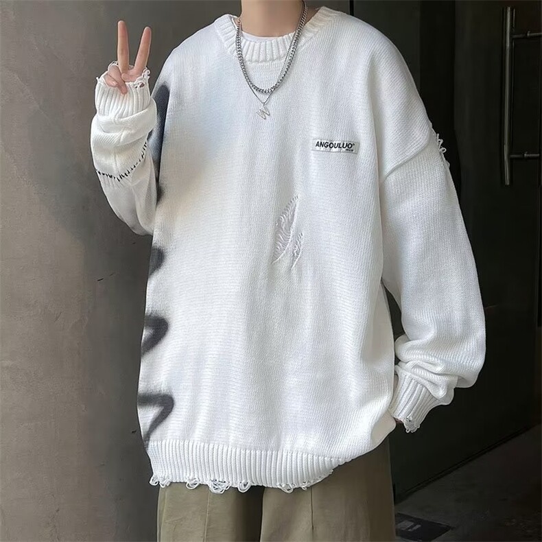 2023新款秋冬潮牌针织衫小众设计感喷漆线条毛衣M894-P45,男装针织衫/毛衣,星座512-2