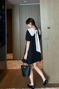 欧货同款蝴蝶结连衣裙，前后两穿图片