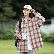 25年春季格子衬衫长袖大码宽松落肩现货DS-C323-1-2380-特批30，男装衬衫，电商C323-1