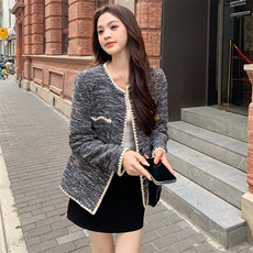 法式气质重工圆领小香风外套女2025春秋季新款显瘦高级感流行上衣，女装短外套，天使之佳话