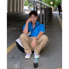 2025新款潮流纯色中袖衬衣夏季上衣韩版五分短袖衬衫男913P45，男装衬衫，星座710