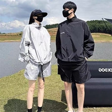 防晒两件套装男夏季潮牌半拉链一套帅气休闲短裤ZQ01-P45，男装休闲套装，星座1001-1