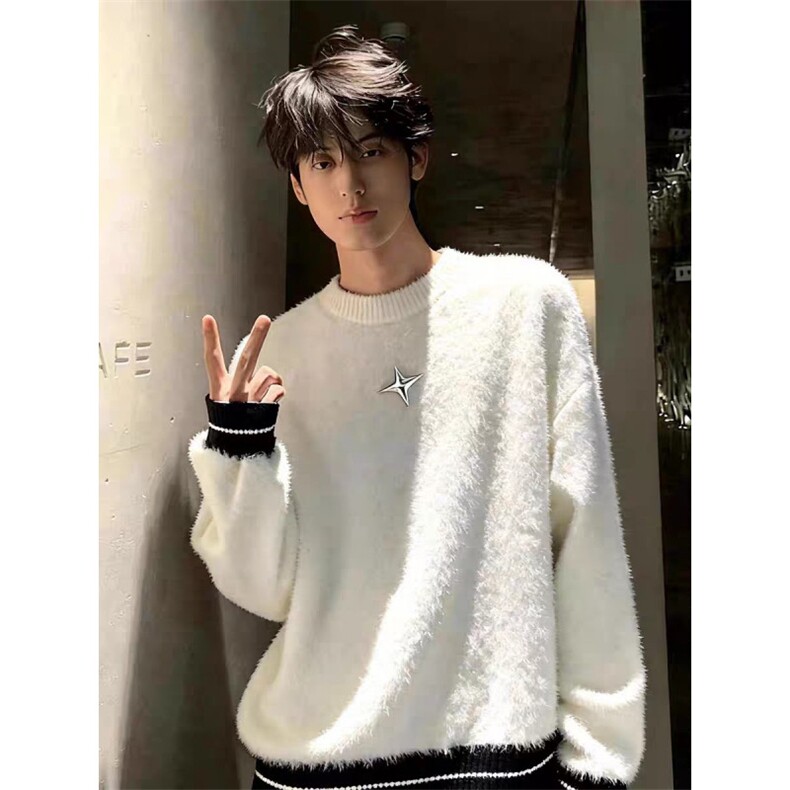 TP26-P26软糯圆领毛衣男秋冬韩系马海毛针织衫慵懒高级感外套，男装针织衫/毛衣，星座1501