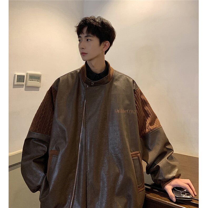 1港风模特肩膀民族风大码夹克男情侣皮衣男女外套JK8756P110控149，男装民族服装，星座226-2